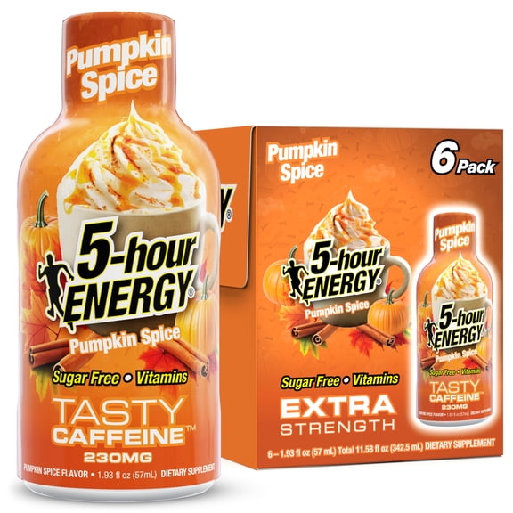 5-hour ENERGY PUMPKIN SPICE Flavor, 6 Pack, 1.93 Fl Oz Energy Shot, Extra Strength