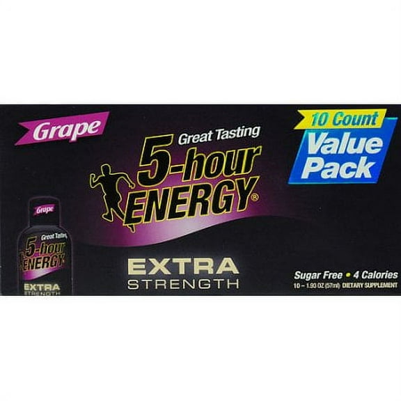 5-hour ENERGY Shot, Extra Strength, Grape, 1.93 Oz (10 Count) (Pack of 12)