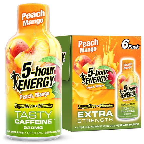 5-hour Energy Shot, Extra Strength, Peach Mango, 6 Count