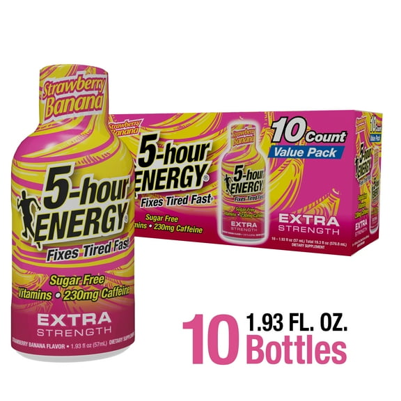 5-hour ENERGY Shot, Extra Strength, Strawberry Banana, 10 Count