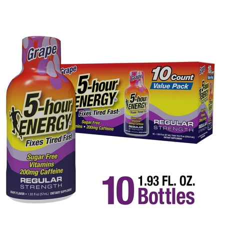 5-hour ENERGY Shot, Regular Strength, Grape, 10 count