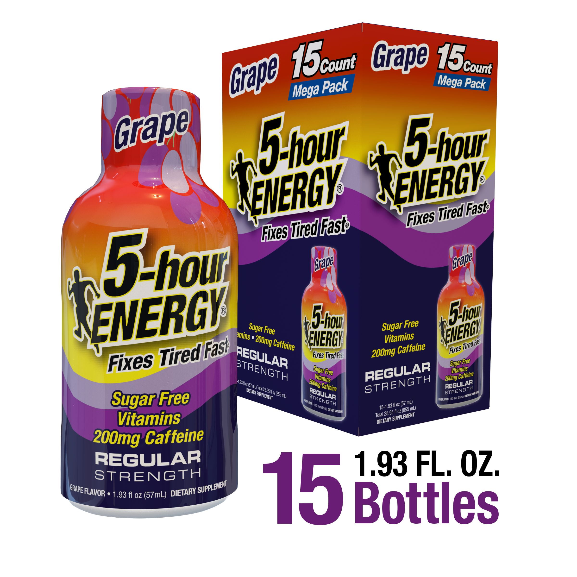 5-hour ENERGY Shot, Regular Strength, Grape, 15 Count