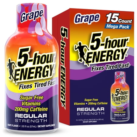 5-hour ENERGY Shot, Regular Strength, Grape, 15 Count