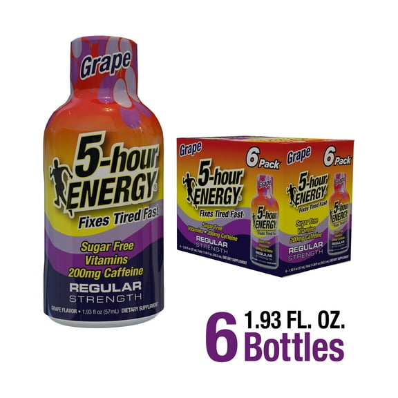 5-hour ENERGY Shot, Regular Strength, Grape, 6 Count