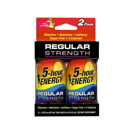 5-hour ENERGY Shot, Regular Strength, Pink Lemonade, 1.93 oz, 2 Count