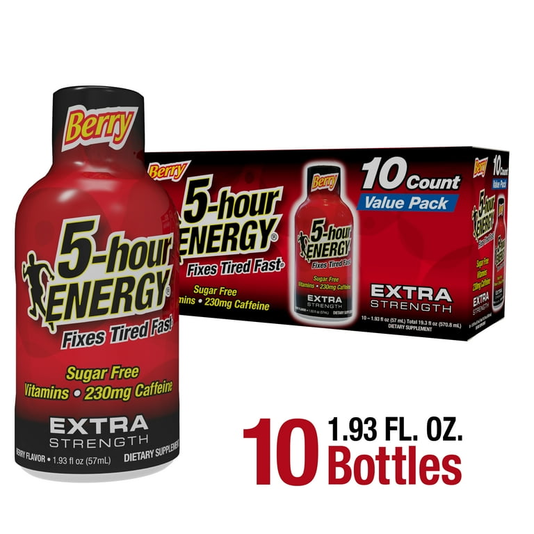Extra Strength Energy Drink, Berry, 1.93 oz Bottle, 24/Carton, Ships in 1-3 Business Days Extra Strength Energy Drink, Berry, 1.93 oz Bottle, 24/Carton, Ships in 1-3 Business Days