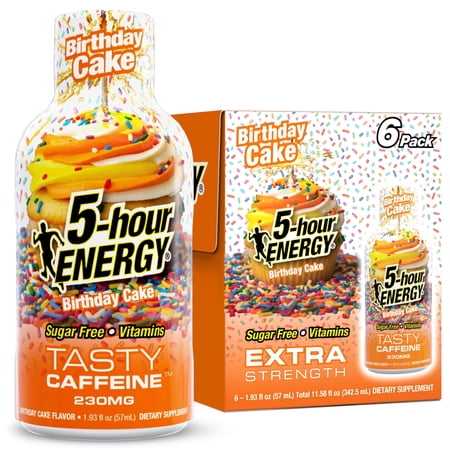 5-hour ENERGY Extra Strength Shots, Confetti Craze Birthday Flavor, 19.3 Fl Oz, Pack of 6