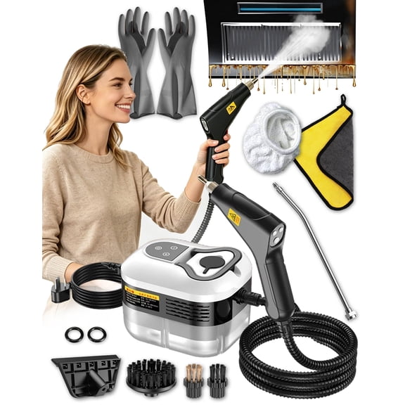 5-in-1 229°F Pressurized Handheld Steam Cleaner 2500W Handheld High-Temperature Pressurized Steam Cleaner with 6 Levels & 1l Tank, For Home Kitchen Grease,Tile Grout,Car,Furniture,Windows