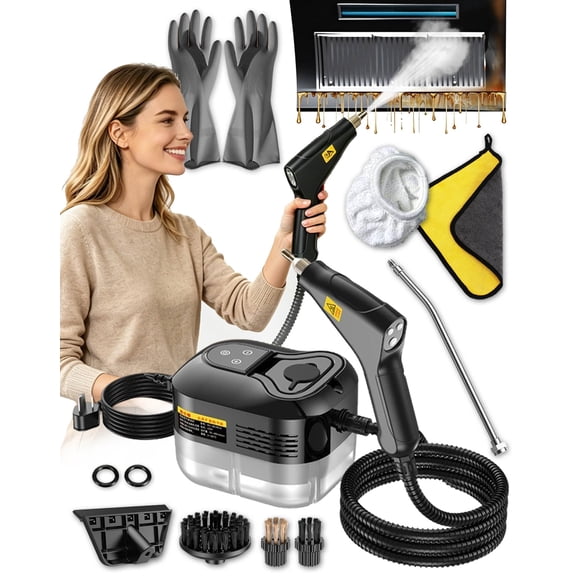 5-in-1 229°F Pressurized Handheld Steam Cleaner 2500W Handheld High-Temperature Pressurized Steam Cleaner with 6 Levels & 1l Tank, For Home Kitchen Grease,Tile Grout,Car,Furniture,Windows