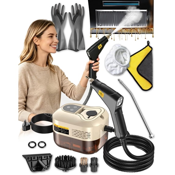 5-in-1 229°F Pressurized Handheld Steam Cleaner 2500W Handheld High-Temperature Pressurized Steam Cleaner with 6 Levels & 1l Tank, For Home Kitchen Grease,Tile Grout,Car,Furniture,Windows