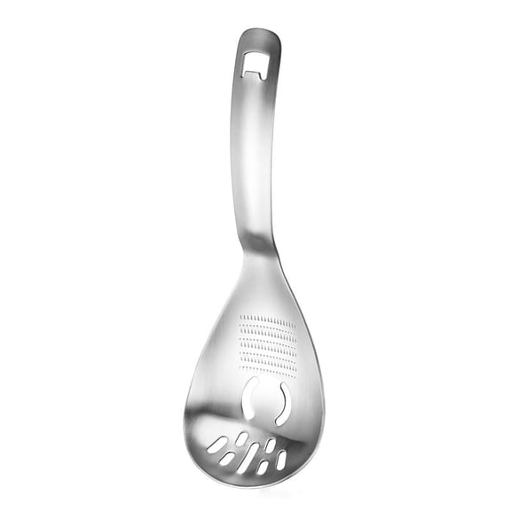 5-in-1 304 Stainless Steel Cooking Spoon/Fork, Multifunctional Kitchen Tool with Egg Separator, Masher, Grater, Pasta Server & Bottle Opener, 9 Inch