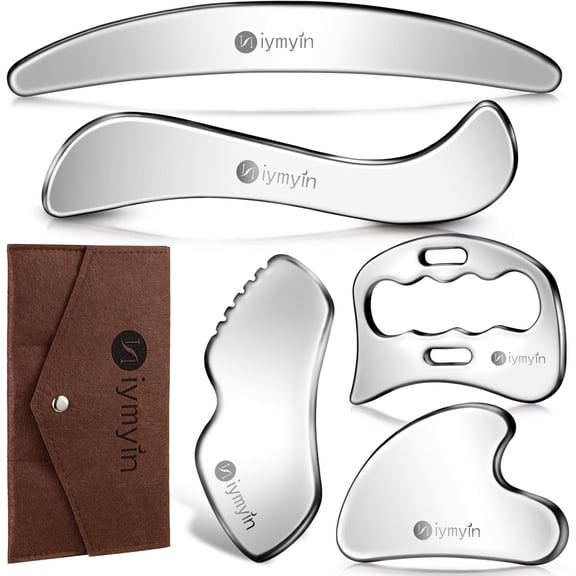 5-in-1 304 Stainless Steel Muscle & Fascia Scraper Tool Set, for Body Skin Massage and Sore Muscles,Myofascial,Iastm Tools,Soft Tissue Mobilization Tools,Full Body Gua Sha Kit,Great Gift Idea for Her