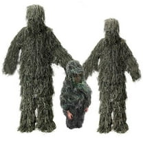 5-in-1 3D Camouflage Ghillie Suit, Polyester, Includes Jacket Pants Hood Bag, for Hunting Paintball Surveillance, Lightweight