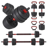 5-in-1 Adjustable Dumbbell Set 55LB   Converts to Barbell & Kettlebell   Secure Lock, Anti-Slip Grip   Includes Connector Rod, Push-Up Stands & Foam Rod for Home Gym