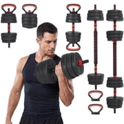 5-in-1 Adjustable Dumbbell Set   Free Weights for Strength Training   Converts to Barbell, Kettlebell & Push-Up Stand   Space-Saving, Ergonomic, Anti-Slip   Home Gym Equipment   Black+Red