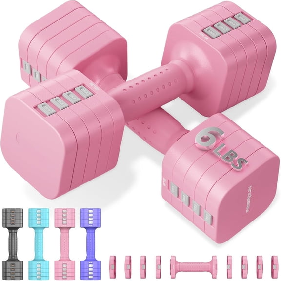 5-in-1 Adjustable Dumbbell Set of 2, 12LBS/20LBS Hand Weights for Women, Men, 1s-Adjust Dual- Dumbbell Set for Women Gym & Outdoor