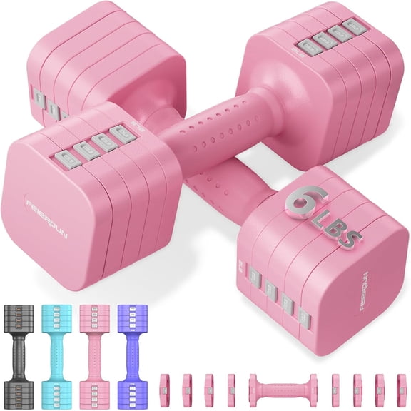 5-in-1 Adjustable Dumbbell Set of 2, 12LBS/20LBS Hand Weights for Women, Men, 1s-Adjust Dual-Stable Dumbbell Set for Women Home Gym & Outdoor