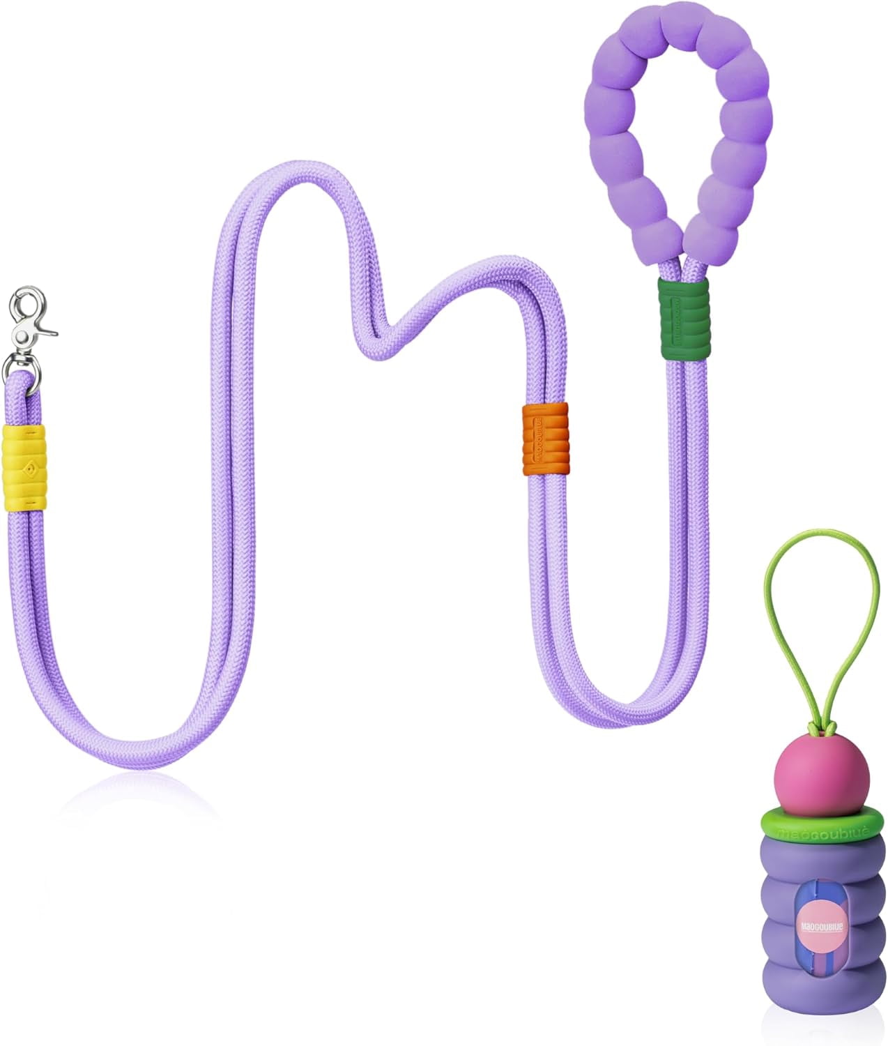 5-in-1 Adjustable Hands-Free Waist Leash for Dogs with Cake-Shaped Poop Bag Dispenser and Leak-Proof Bags for Easy Walks, Hiking, and Cleanup