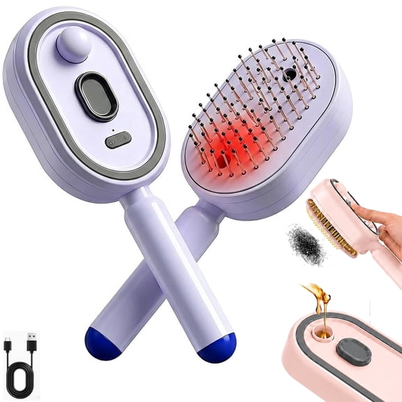 5 in 1 Air Cushion Brush, Electric Spray Air Cushion Massage Comb with Self-Cleaning, Anti-Tangle, Anti-Static & Volumizing Hairs Care Functions