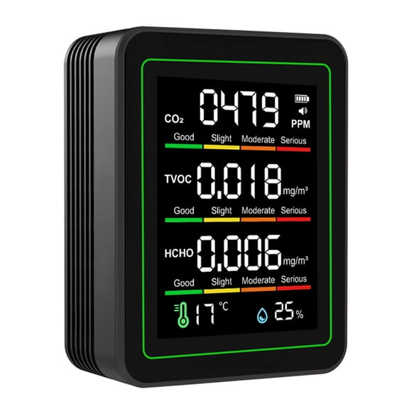 5-in-1 Air Quality Detector CO2 TVOC HCHO Temperature & Humidity Tester, Portable Multifunctional NDIR Infrared Sensor Carbon Dioxide Gas Monitor for Indoor Home Office (3.5 in / 9.0 cm)