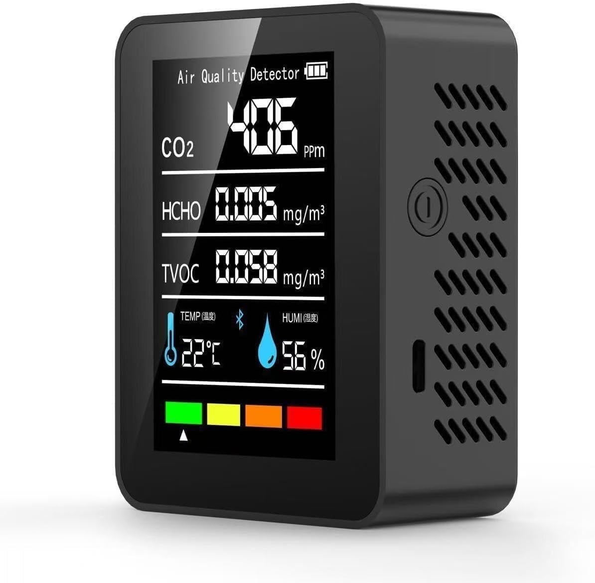 5 in 1 Air Quality Monitor CO2 Meter Carbon Dioxide Detector CO2 CO TVOC HCHO PM2.5 PM1.0 PM10 Temperature Humidity Detection