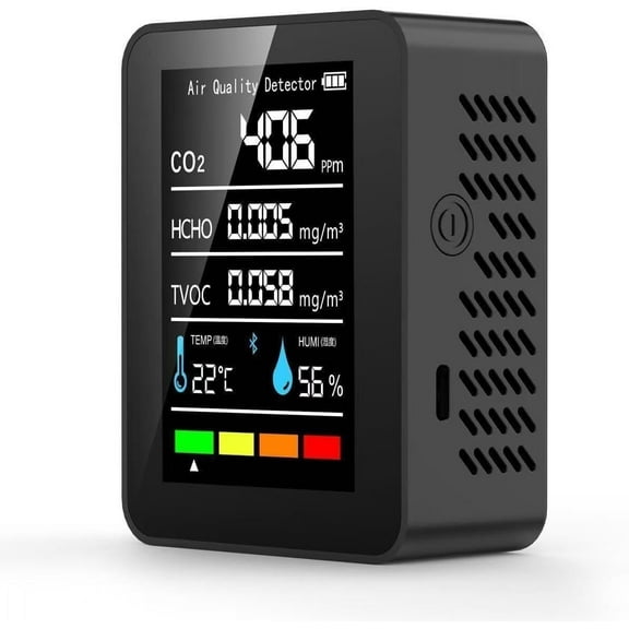5 in 1 Air Quality Monitor CO2 Meter Carbon Dioxide Detector CO2 CO TVOC HCHO PM2.5 PM1.0 PM10 Temperature Humidity Detection