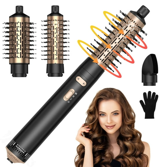 MTUYELI 3 in 1 Hot Air Brush - 360° Rotating High-Speed Hair Dryer Brush with Negative Ion Technology, Professional Blow Dryer Brush for Drying Curling Volumizing Straightening Styling