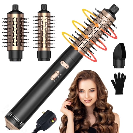 MTUYELI 3 in 1 Hot Air Brush - 360° Rotating High-Speed Hair Dryer Brush with Negative Ion Technology, Professional Blow Dryer Brush for Drying Curling Volumizing Straightening Styling