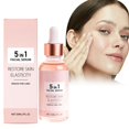 thumbnail image 1 of 5-in-1 Anti-Aging Facial Serum, Rose Gold, 30ml/1oz, with Hyaluronic Acid, Collagen, Vitamin C for Skin Elasticity, Fine Lines, 1 of 9