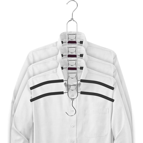 5-in-1 Anti Slip Stainless Metal Clothes Hangers,Space Saving Thin Shirt Hangers,Multi Layers Magic Sweater Hanger,Used for Wardrobe Organizer or Vacation and Business Trips