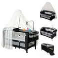 thumbnail image 1 of 5-in-1 Baby Playard, Newborn Beside Bassinet, Multi-Function Baby Crib, Diaper Changer & Mosquito Net for Newborn & Toddler, Unisex,Gray, 1 of 15