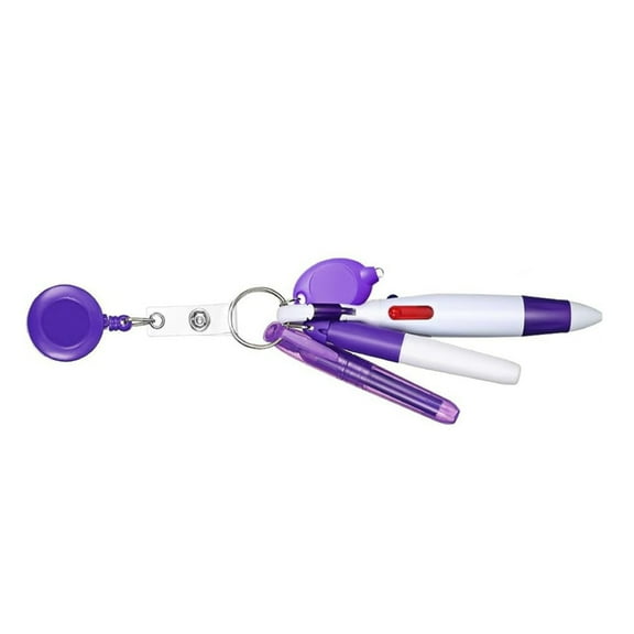 5-in-1 Badges Holder with Multicolor Ballpoint Pen Marker,and Light for Nurse