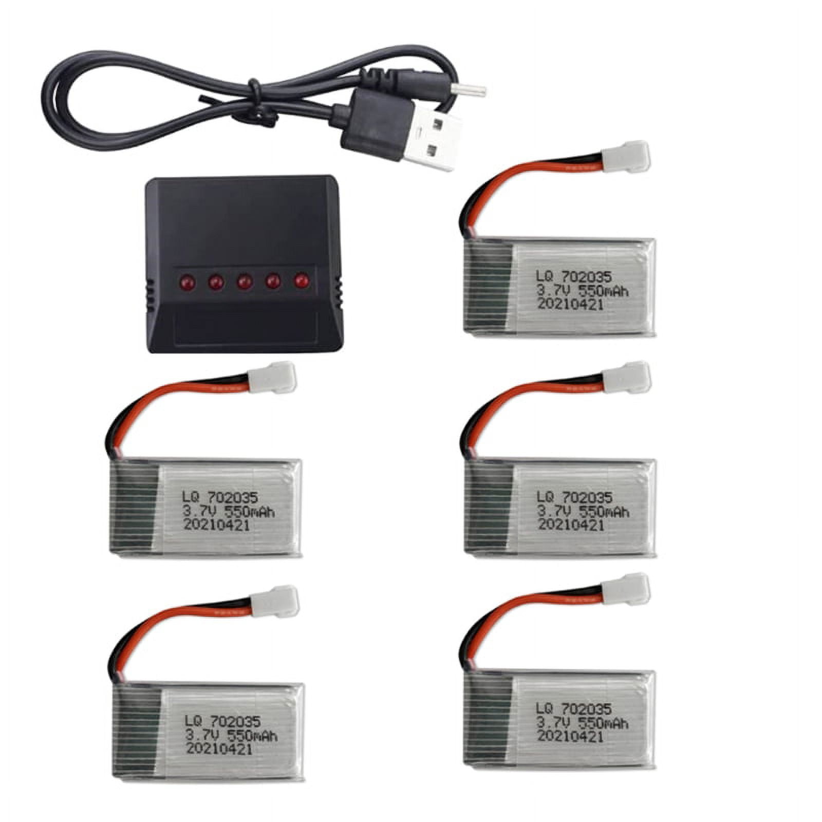 MOONZON 5-Pack 3.7V 600mAh Batteries With 5-in-1 Charger For SYMA X600W/X700/X700W Drones