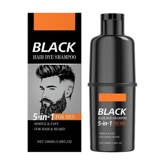 5-in-1 Black Beard Dye For Men, Natural Beard Dye Black For Gray Coverage, No-Mess Formula, Quick Coloring And Long-lasting Effect 100ml