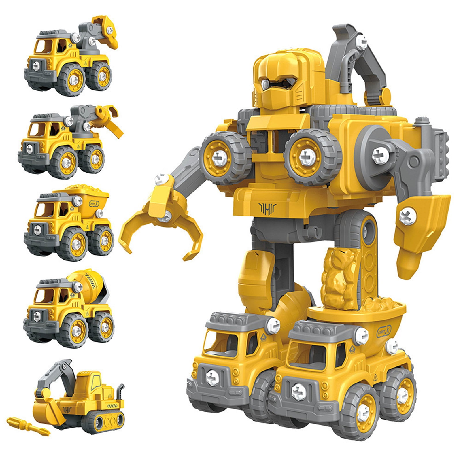 5 in 1 Build-Your-own Robot kit, transformable Construction Vehicles 5 ...