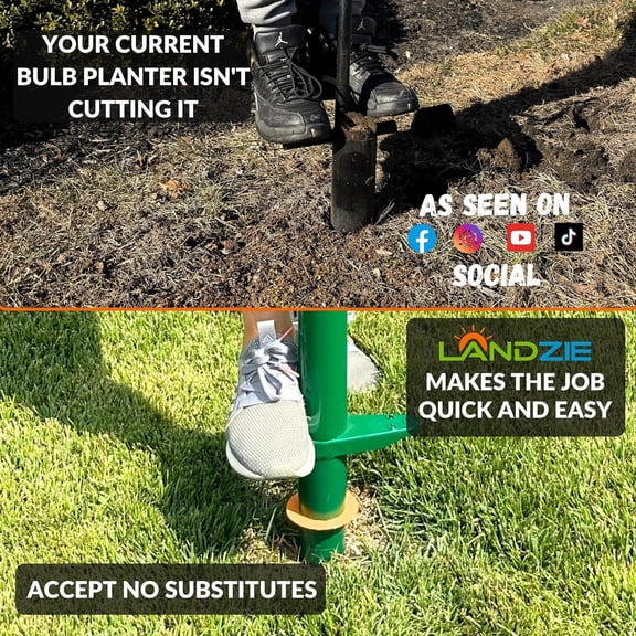 5-in-1 Bulb Planter Tool with Adjustable Depth for Grass Plugs and Sod Removal