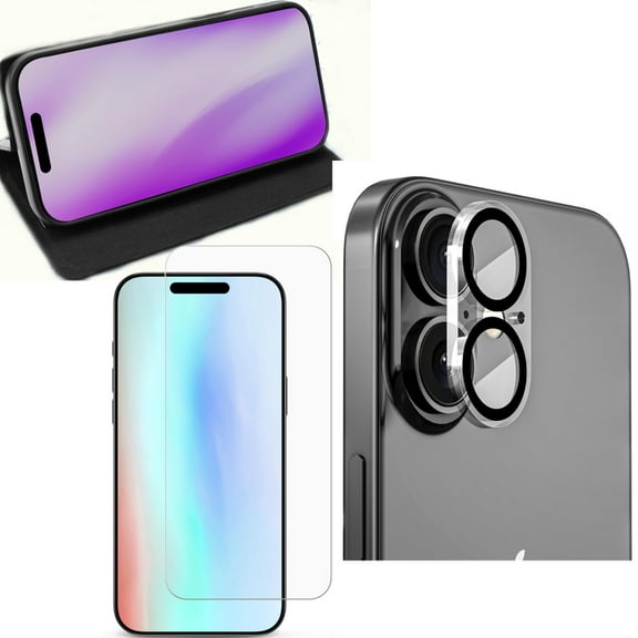 5 in 1 Bundle compatiable with iPhone 17 Executive Protection Trio  Wallet Case + Privacy Tempered Glass (3-Pack) + Camera Lens Protector