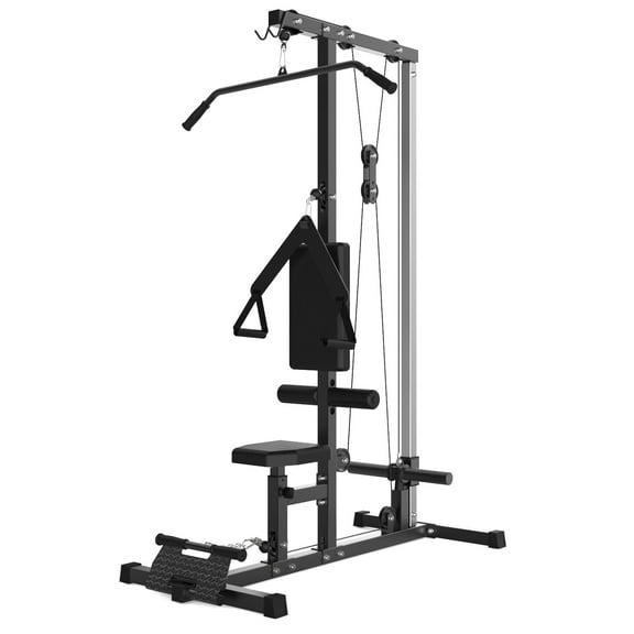 5-in-1 Cable Machine Home Gym – Lat Pulldown, Seated Row, Bicep Wave, Standing Pulldown, Tricep Pushdown – Adjustable 3-Level Seat & Pulley Height