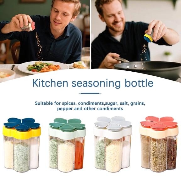 5-in-1 Camping Spice Containers Set, Travel Containers, Food Grade PP with Mesh Pour Spouts, Compact Outdoor Seasoning Organizer for Picnics, RV and Hiking(Yellow)