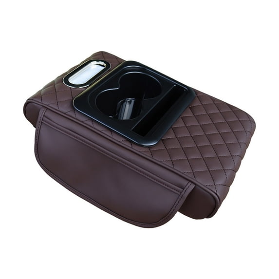 5-in-1 Car Center Console Cover Booster Multifunctional Car Center Console Cushion Pad with Cup Holder & Tissue Box & Side Pockets Arm Rest Cover for Car