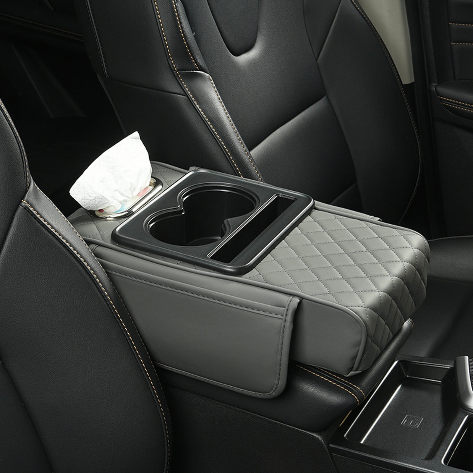 5-in-1 Car Center Console Organizer - Armrest Cushion Cover with 2 ...