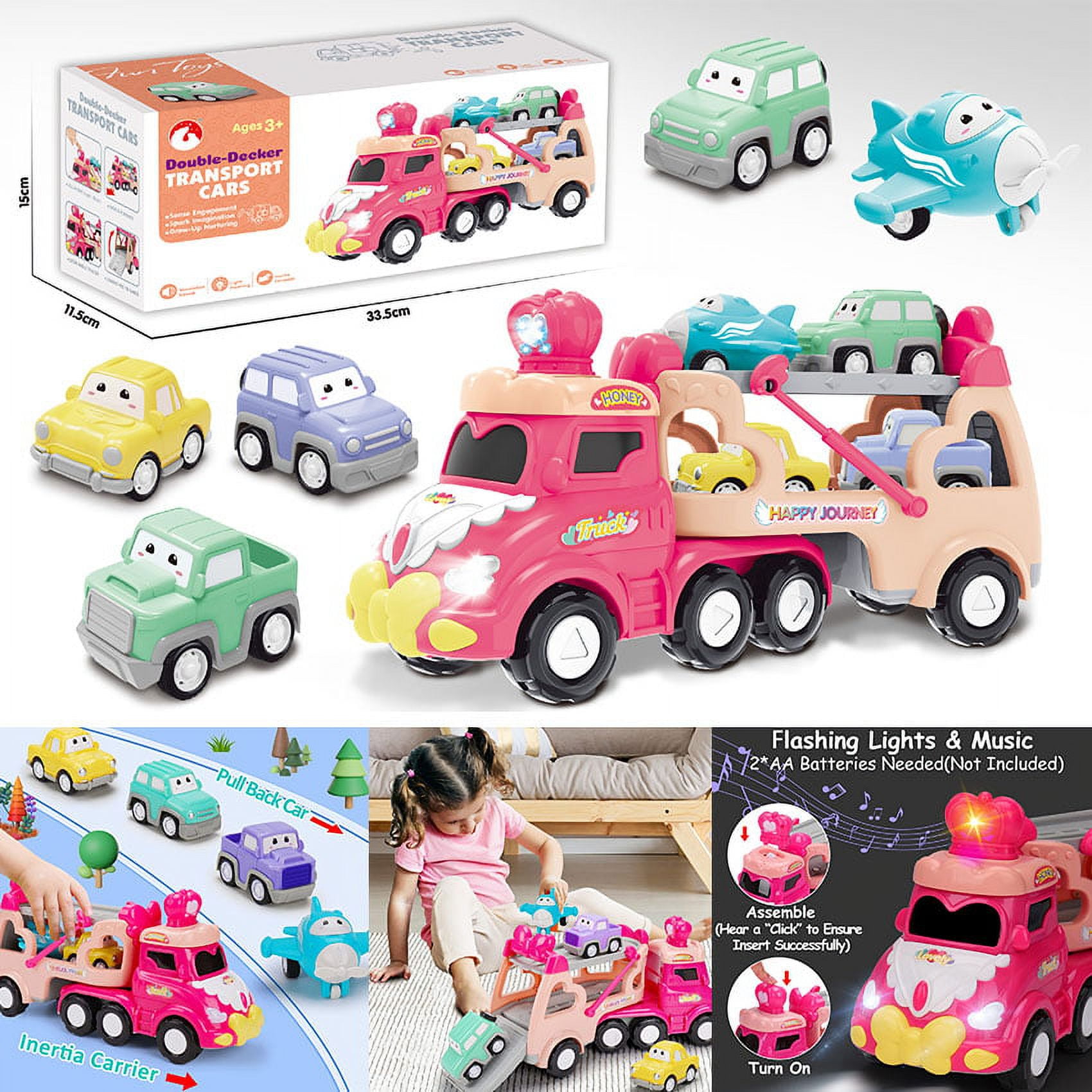 5 in 1 Carrier Truck Toys for Toddlers Ages 1-6, With Music & Lights - Pink  Birthday Gifts for Girls - Yahoo Shopping