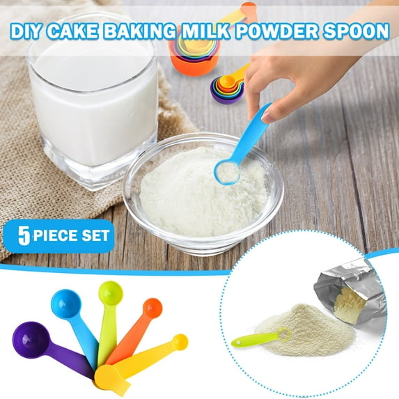 5-in-1 Colorful Plastic Measuring Spoons Set – Tea, Flour, Coffee, Sugar, Spices Kitchen Utensils for Cooking & Baking (Random Color)
