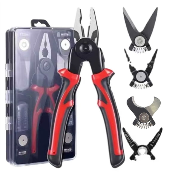 5-in-1 Combination Pliers Set with Wire Stripper/Crimp/Shear/Linesmen/Needle Tip