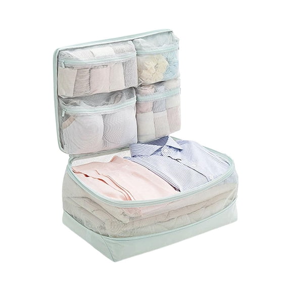 5-in-1 Compression Packing Cubes with Mesh Compartments for Luggage Organization and Travel
