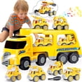thumbnail image 1 of 5 in 1 Construction Trucks with Light & Music, Excavator Toys for Kids, Push Cars for 1-8 Toddlers Kids Boys, 1 of 10