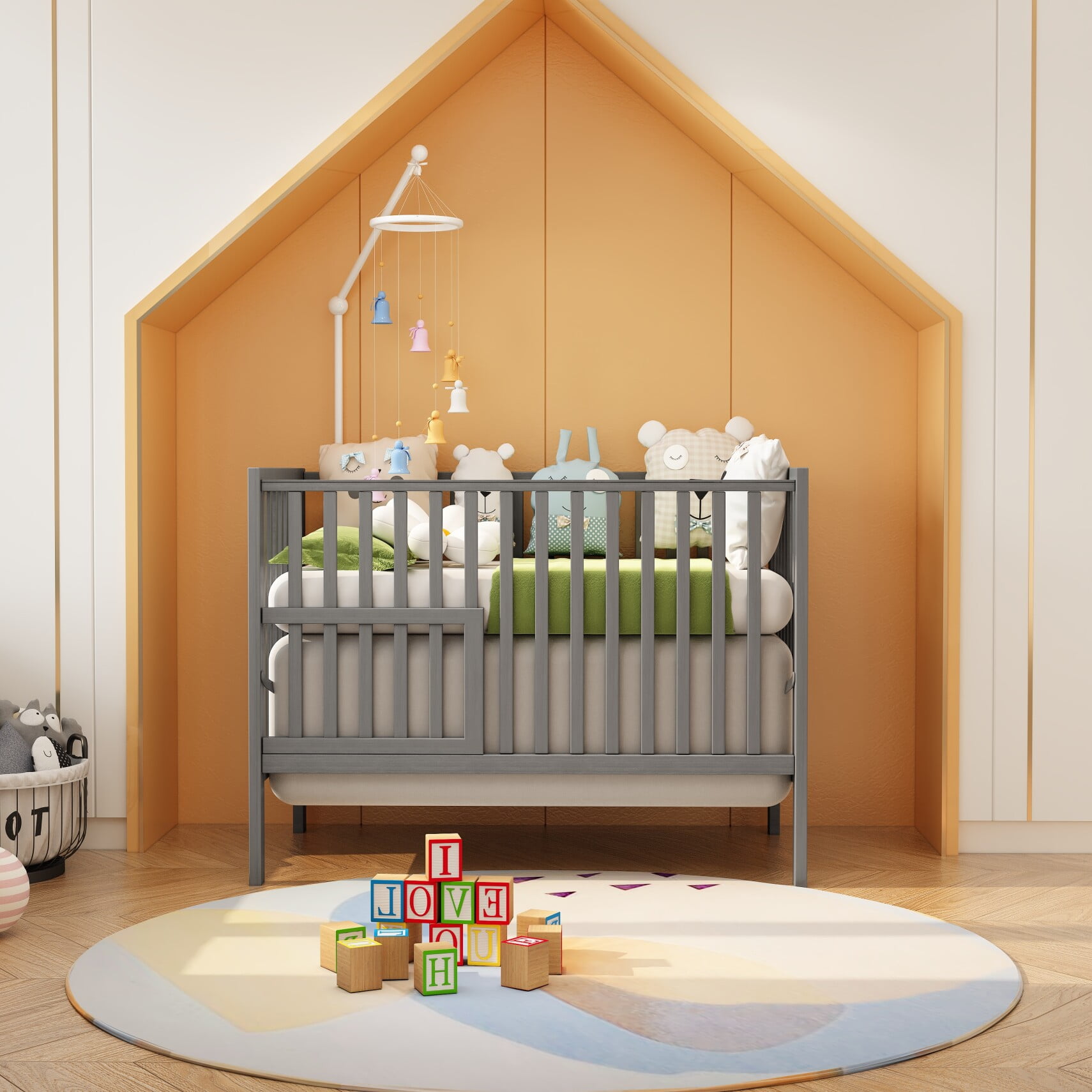 Storkcraft Crib 3-in-1 Modern Convertible Baby Crib Toddler Bed