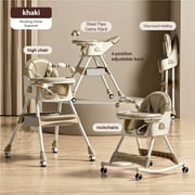 5-in-1 Convertible High ChairBaby swing & Baby Feeding Chairs & Baby scooter with Portable Dining Chairs and Toy Rack for 0-36 Months,Khaki