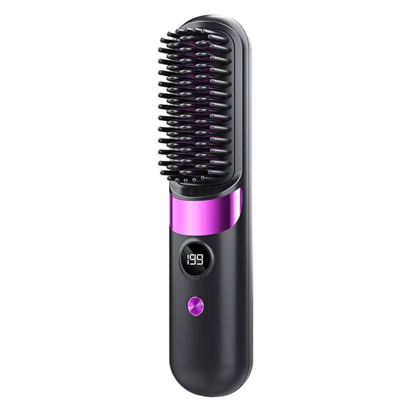 5-in-1 Cordless Ionic Hair Straightening Brush, 4 Adjustable Temperature Settings, USB Rechargeable, Multifunctional Styling Tool for Smoothing Curling Volumizing, Black