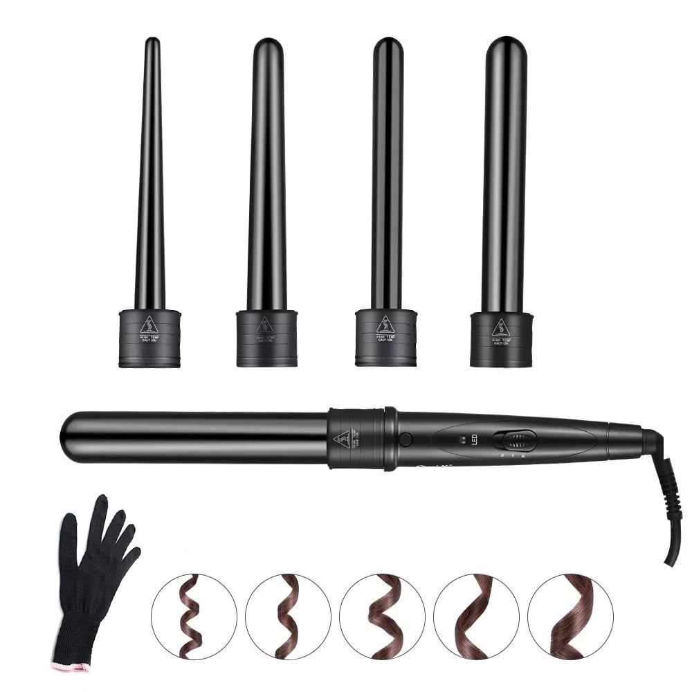 Wand Curling Iron Curling Wand Set Professional 5 in 1 Curling Iron Wand Set Instant Heating Adjustable Temperature for Wavy Air